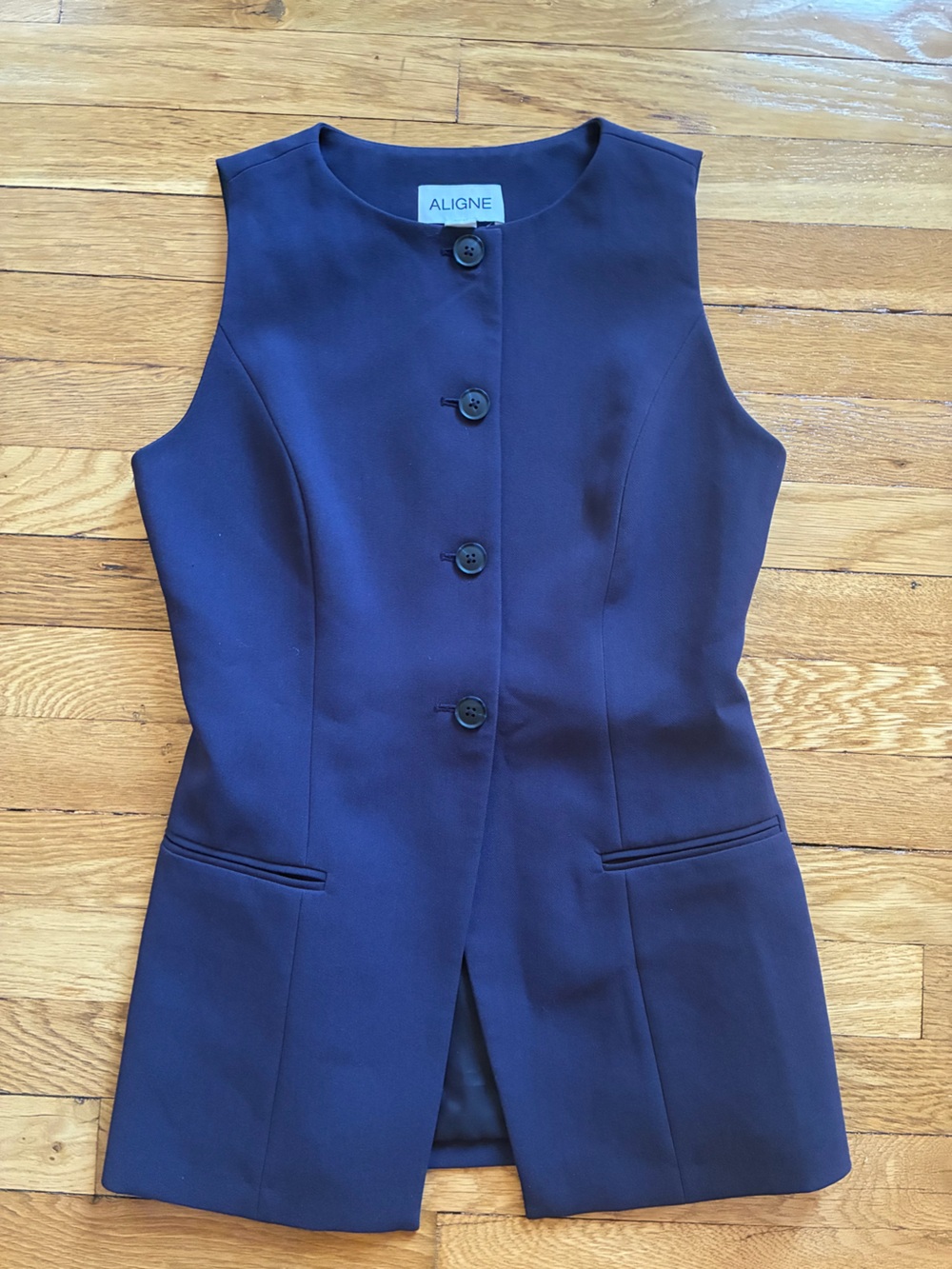 ALIGNE - Navy Sleeveless Tailored Vest - Size 4 US